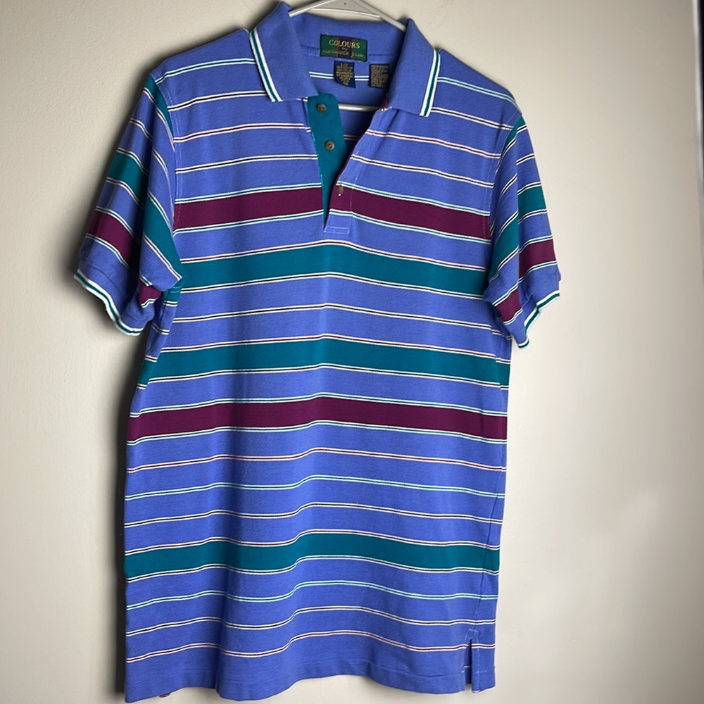 Vintage Colours by Alexander Julian Short Sleeve  Striped Polo Size Large